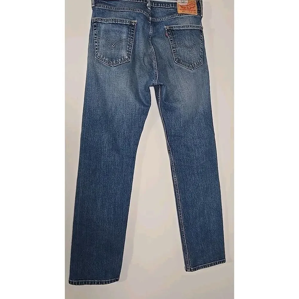 Levi’s 505 Regular Fit Jeans Men’s 34x32 Blue Denim Straight Leg Distressed #217